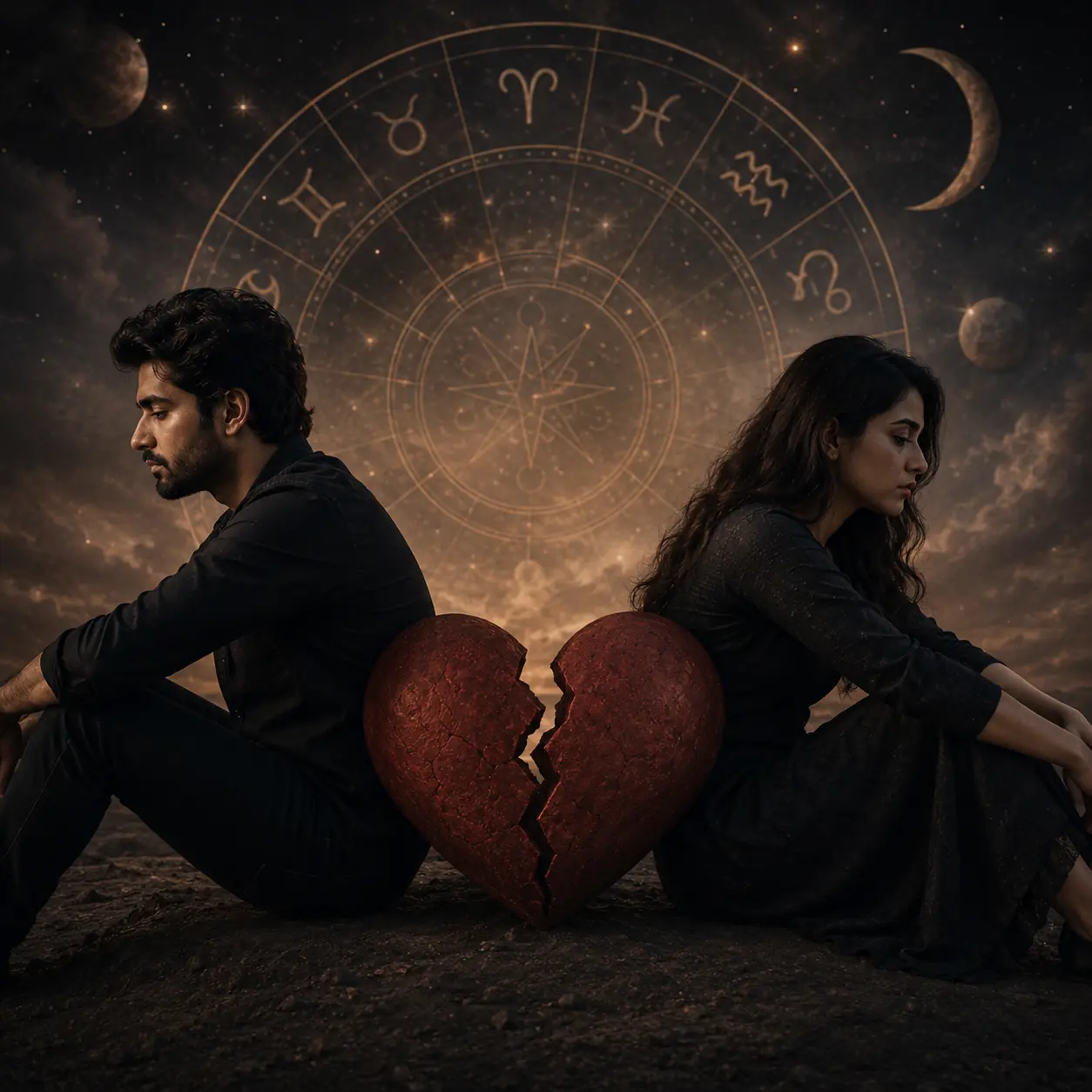 Couple sitting apart during a relationship separation consultation
