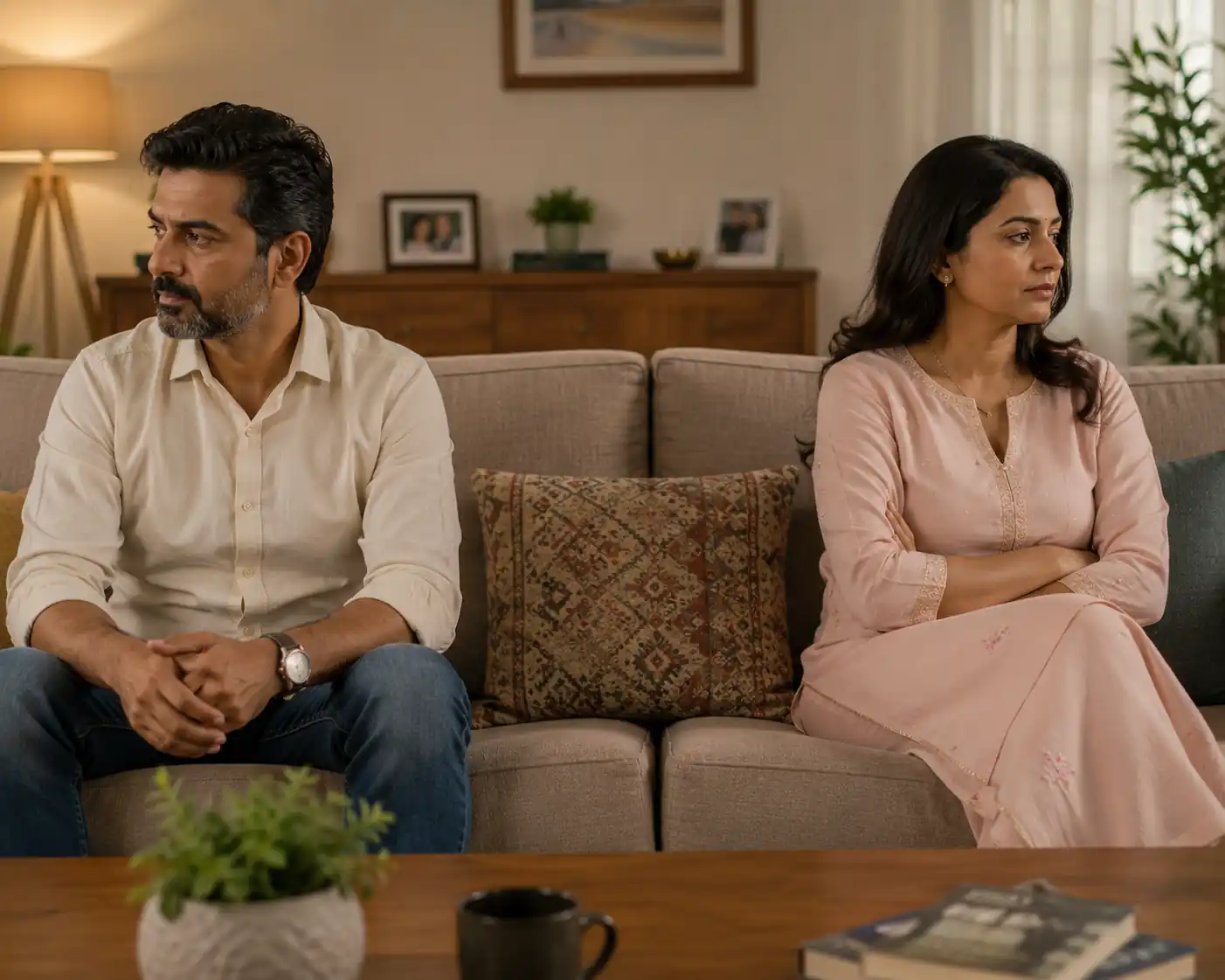 Couple discussing separation concerns during a private consultation