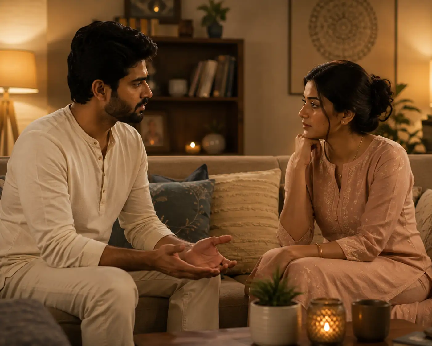 Married couple discussing relationship concerns privately